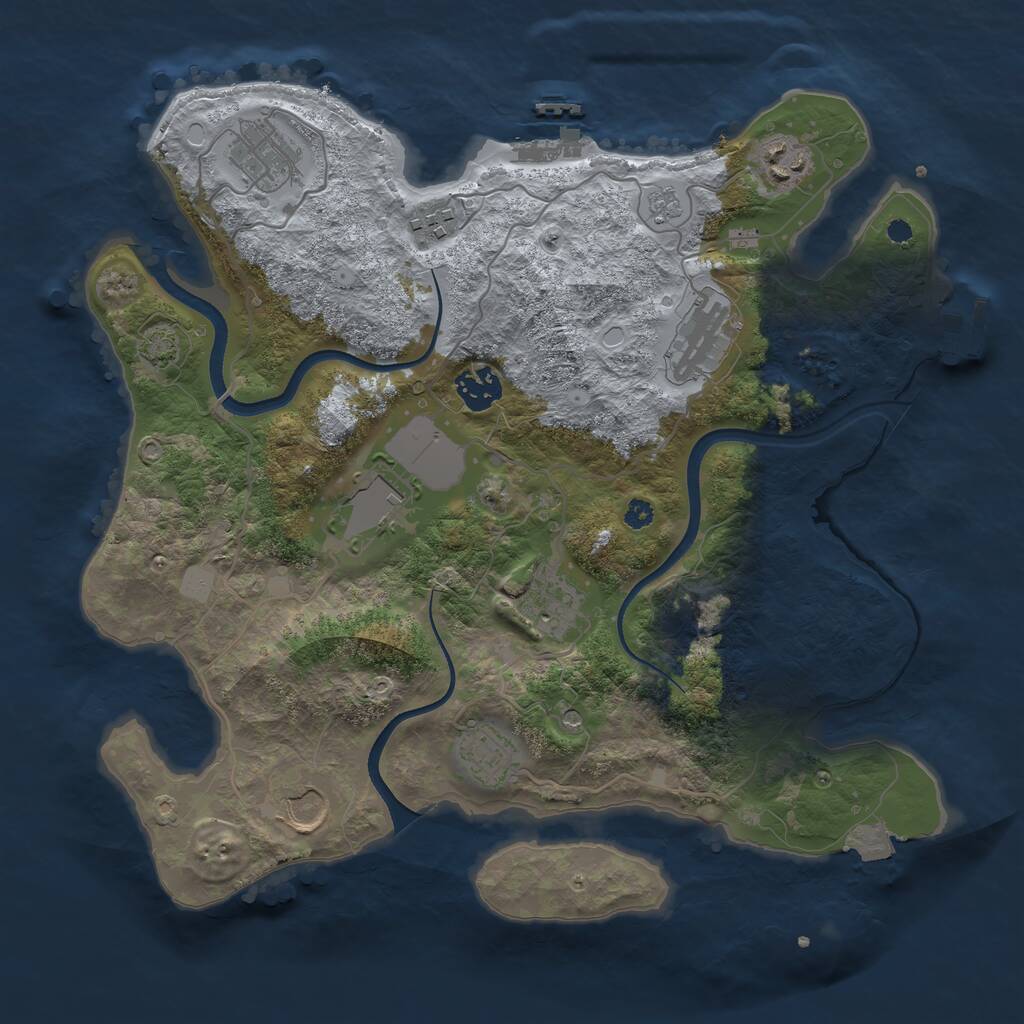 Rust Map: Procedural Map, Size: 3500, Seed: 1212445897, 15 Monuments