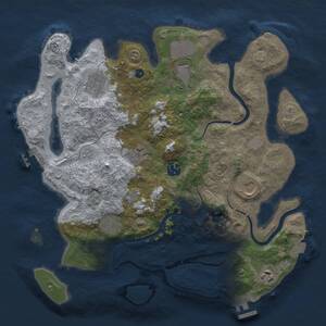 Thumbnail Rust Map: Procedural Map, Size: 3500, Seed: 945843643, 14 Monuments