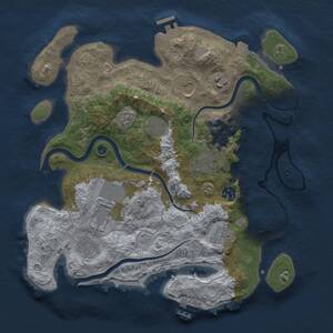 Thumbnail Rust Map: Procedural Map, Size: 3500, Seed: 130557579, 15 Monuments