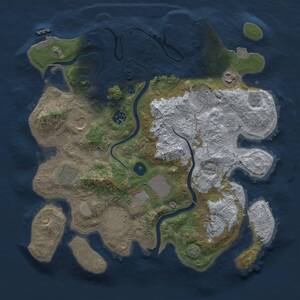 Thumbnail Rust Map: Procedural Map, Size: 3500, Seed: 1500623340, 15 Monuments