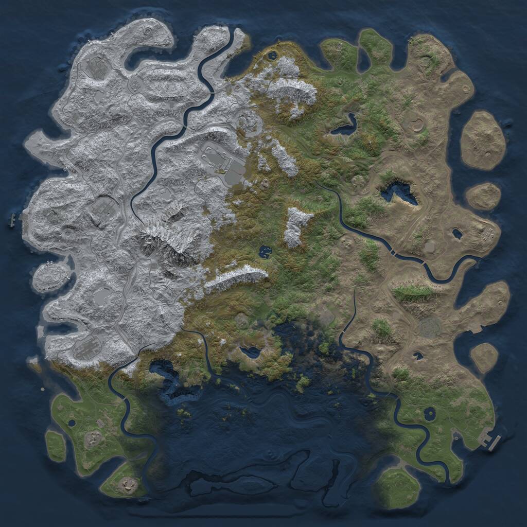 Rust Map: Procedural Map, Size: 6000, Seed: 760175130, 17 Monuments