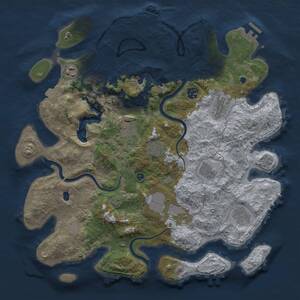 Thumbnail Rust Map: Procedural Map, Size: 4000, Seed: 593587999, 15 Monuments