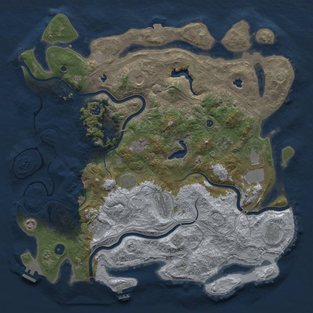 Rust Map: Procedural Map, Size: 4500, Seed: 1504424226, 17 Monuments