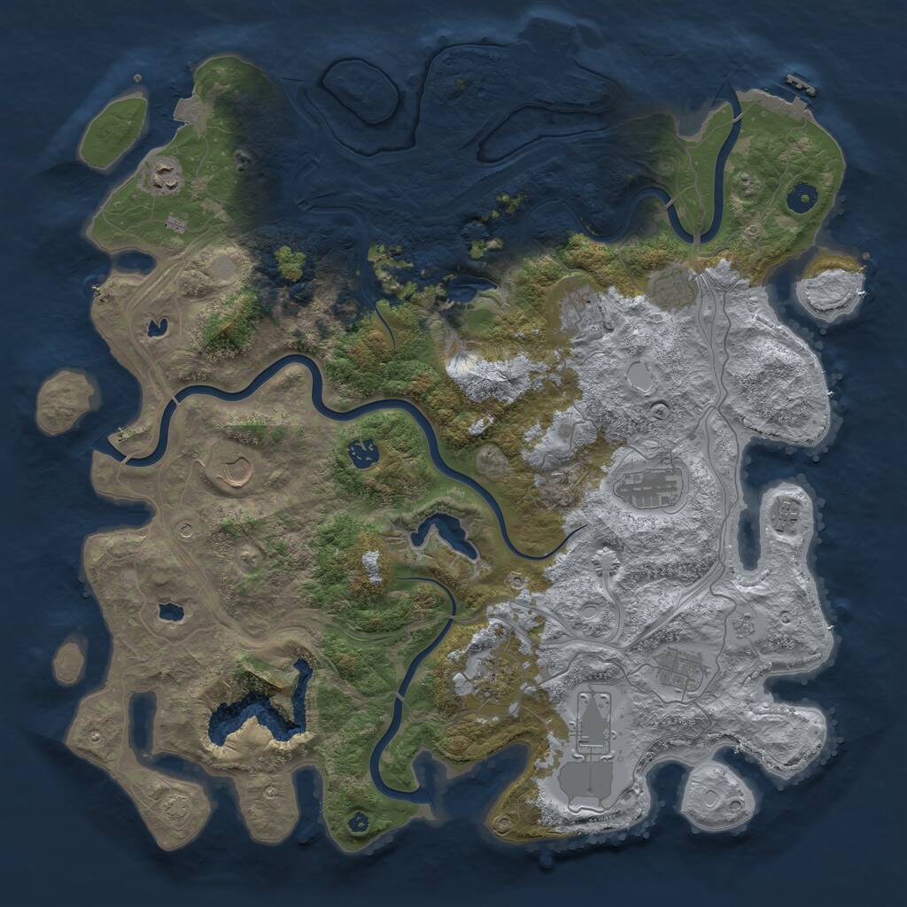 Rust Map: Procedural Map, Size: 4500, Seed: 1747459615, 16 Monuments