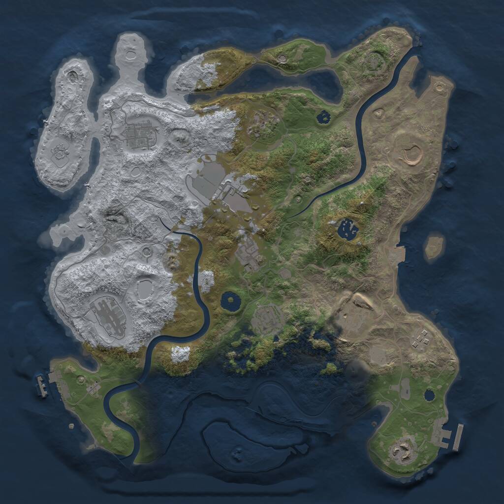 Rust Map: Procedural Map, Size: 3750, Seed: 208240021, 17 Monuments