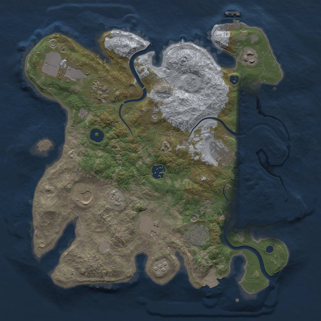 Rust Map: Procedural Map, Size: 3500, Seed: 222636523, 15 Monuments
