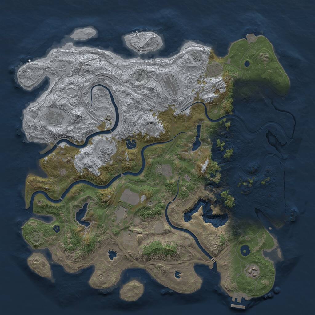 Rust Map: Procedural Map, Size: 4500, Seed: 141196870, 16 Monuments