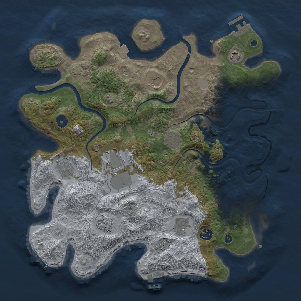 Rust Map: Procedural Map, Size: 3850, Seed: 33, 15 Monuments