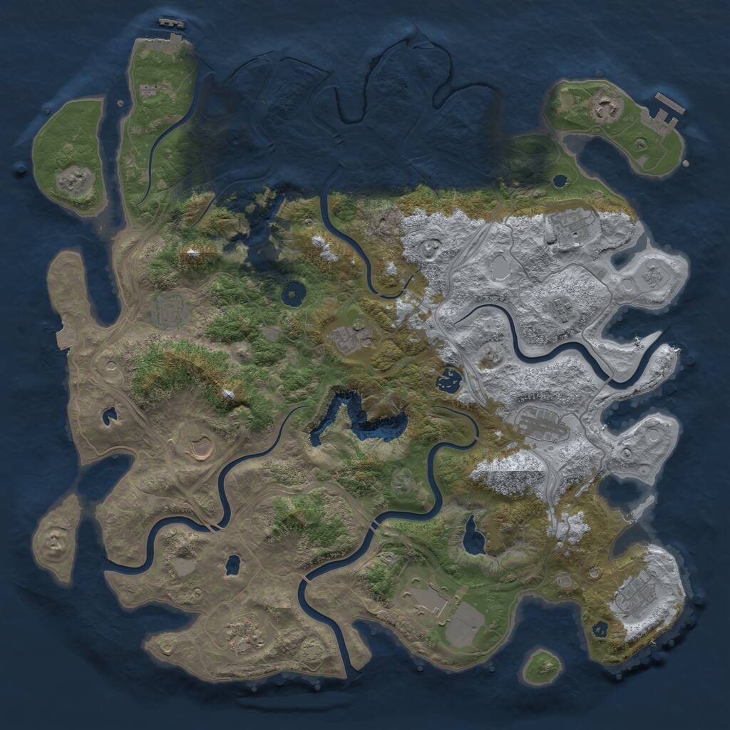 Rust Map: Procedural Map, Size: 4500, Seed: 482403641, 17 Monuments
