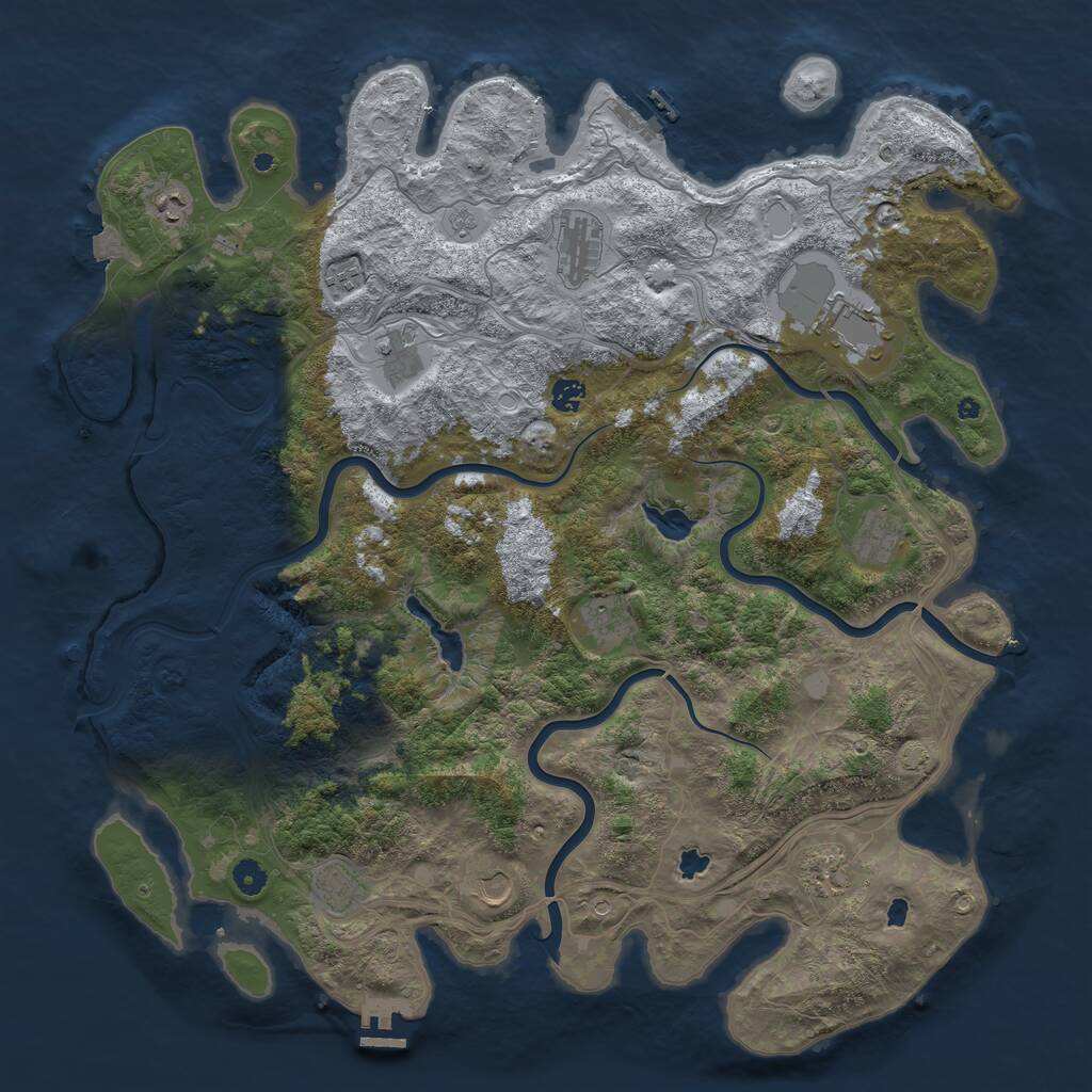 Rust Map: Procedural Map, Size: 4800, Seed: 1121406372, 17 Monuments