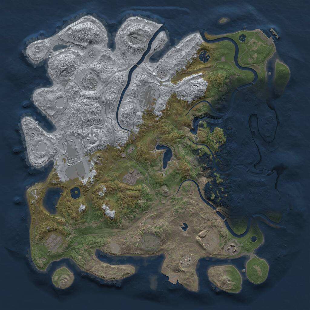 Rust Map: Procedural Map, Size: 4250, Seed: 1129704047, 16 Monuments