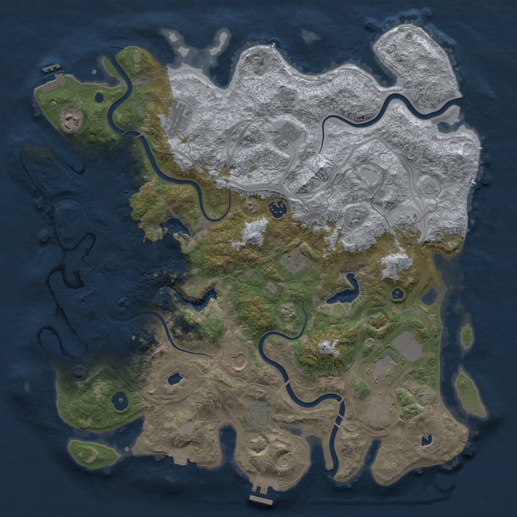 Rust Map: Procedural Map, Size: 4500, Seed: 1293231314, 17 Monuments