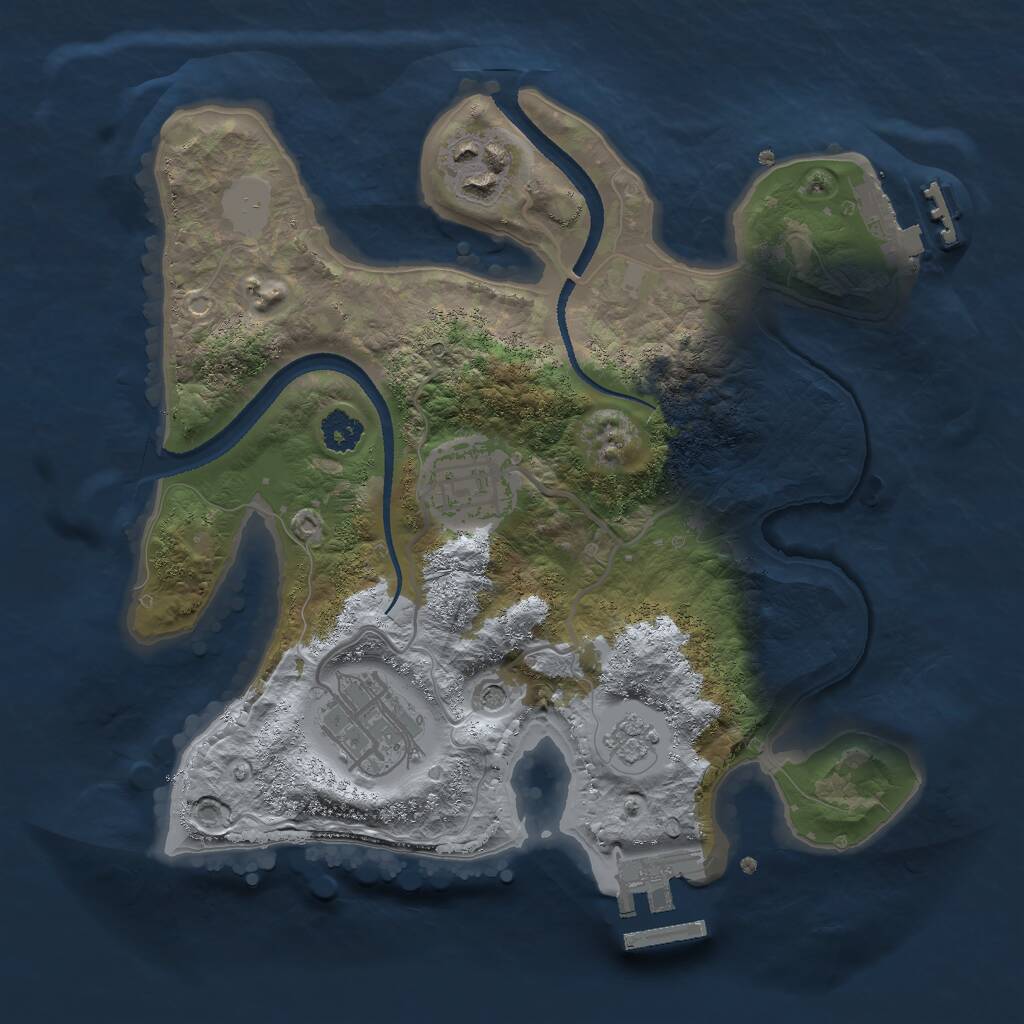 Rust Map: Procedural Map, Size: 2500, Seed: 2043240737, 8 Monuments