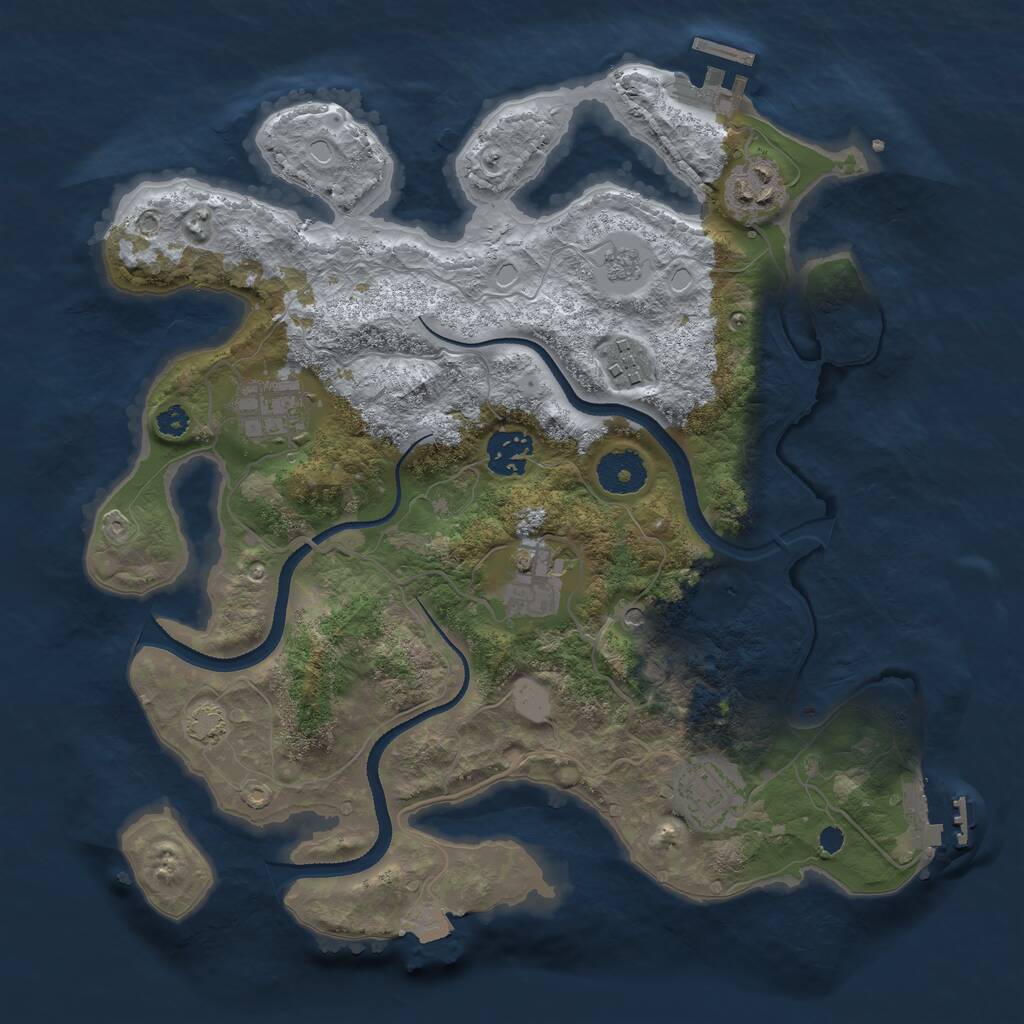 Rust Map: Procedural Map, Size: 3300, Seed: 2039618651, 12 Monuments