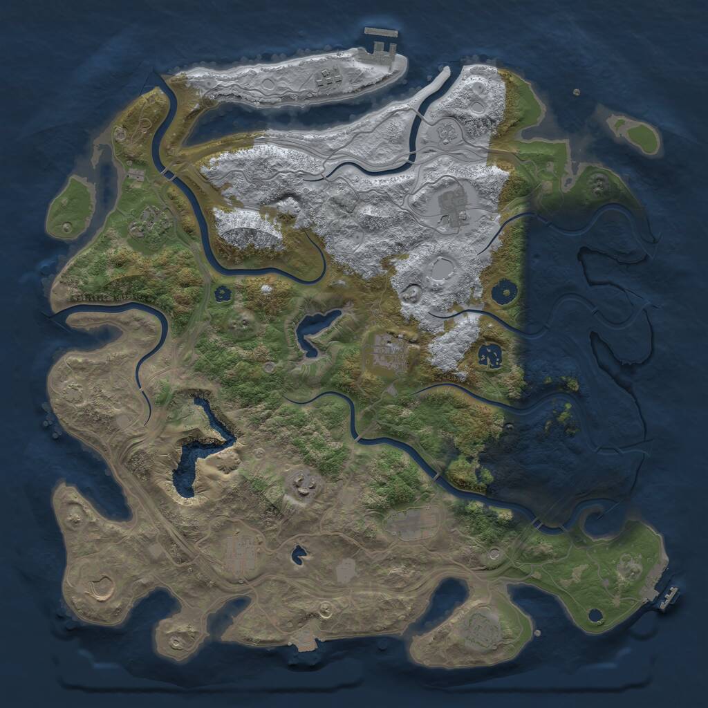 Rust Map: Procedural Map, Size: 4250, Seed: 491620045, 16 Monuments