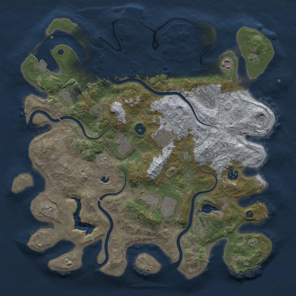 Rust Map: Procedural Map, Size: 4050, Seed: 1525612519, 13 Monuments