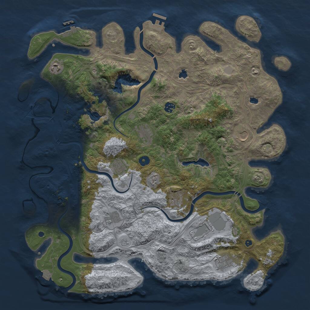 Rust Map: Procedural Map, Size: 4500, Seed: 901867111, 16 Monuments