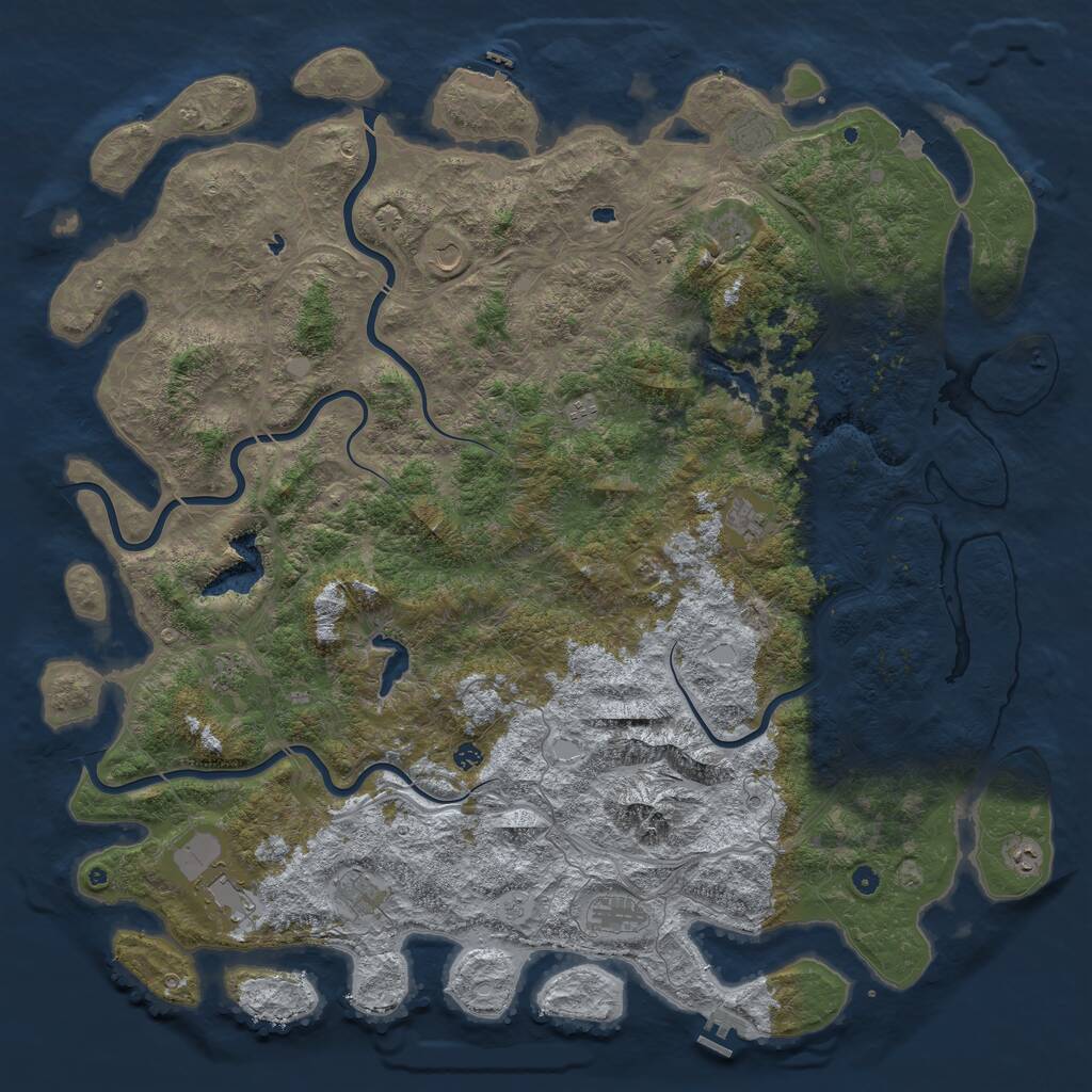 Rust Map: Procedural Map, Size: 6000, Seed: 2050235273, 17 Monuments