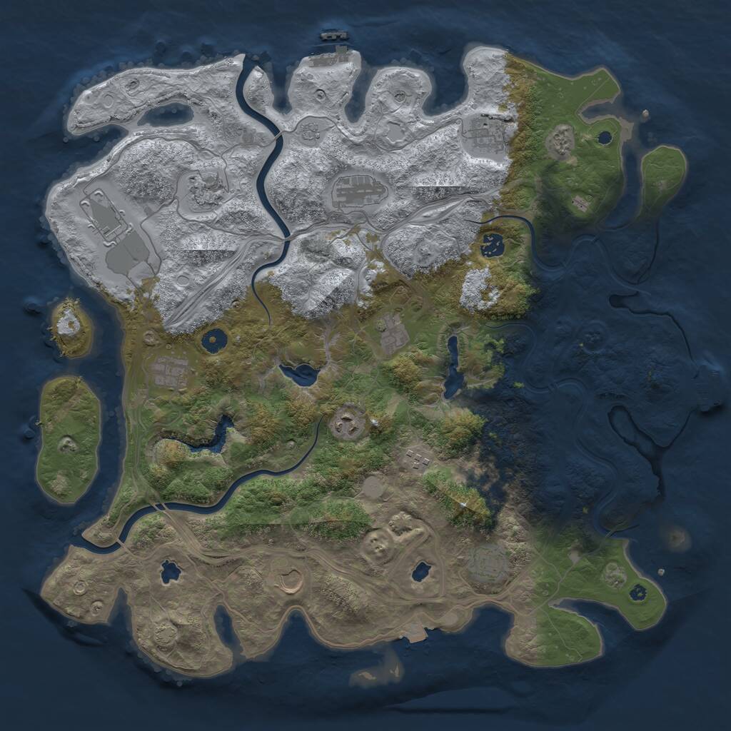 Rust Map: Procedural Map, Size: 4500, Seed: 675758609, 17 Monuments