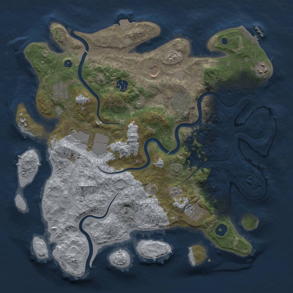 Rust Map: Procedural Map, Size: 3750, Seed: 160434672, 13 Monuments