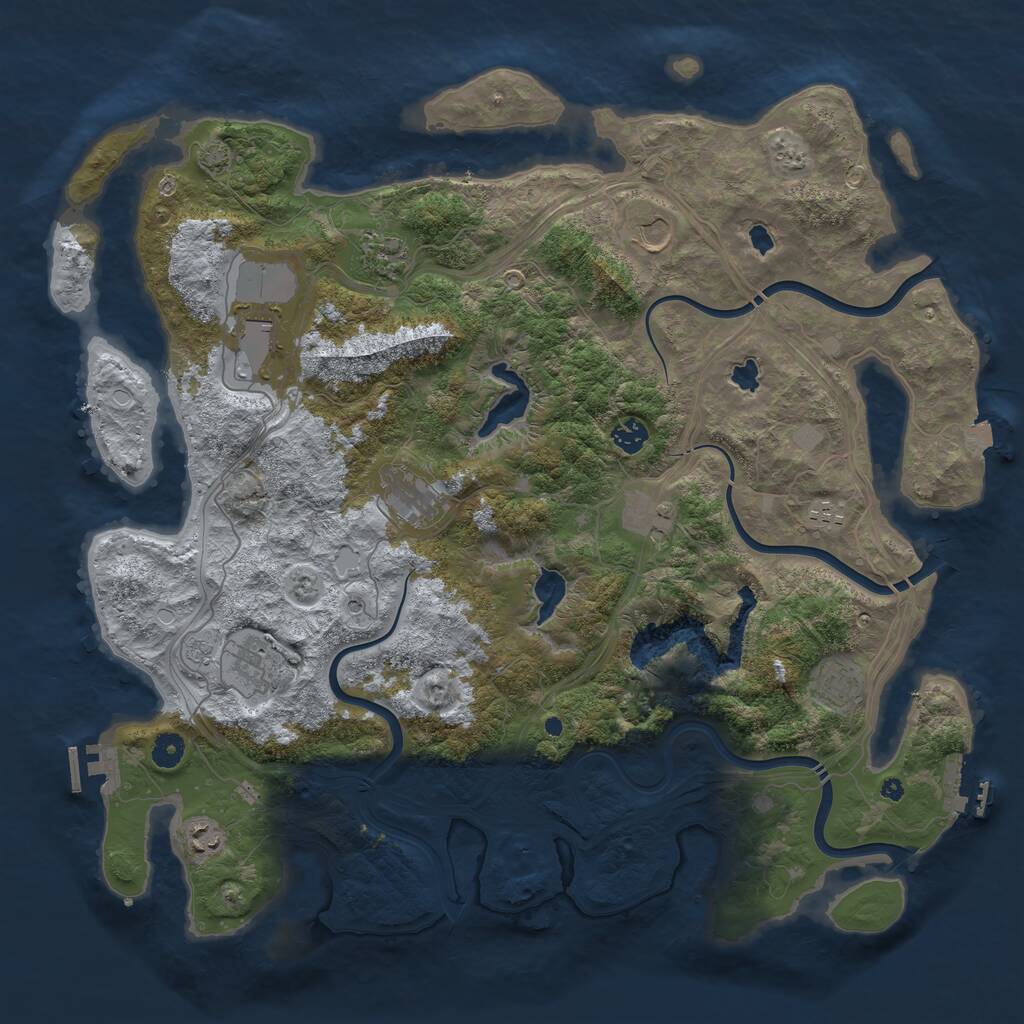 Rust Map: Procedural Map, Size: 4500, Seed: 704726839, 16 Monuments