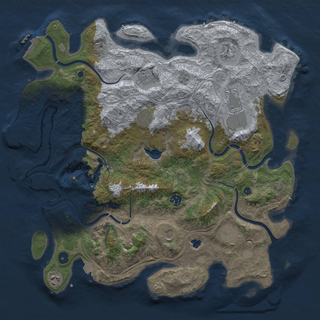 Rust Map: Procedural Map, Size: 4250, Seed: 1240577421, 15 Monuments