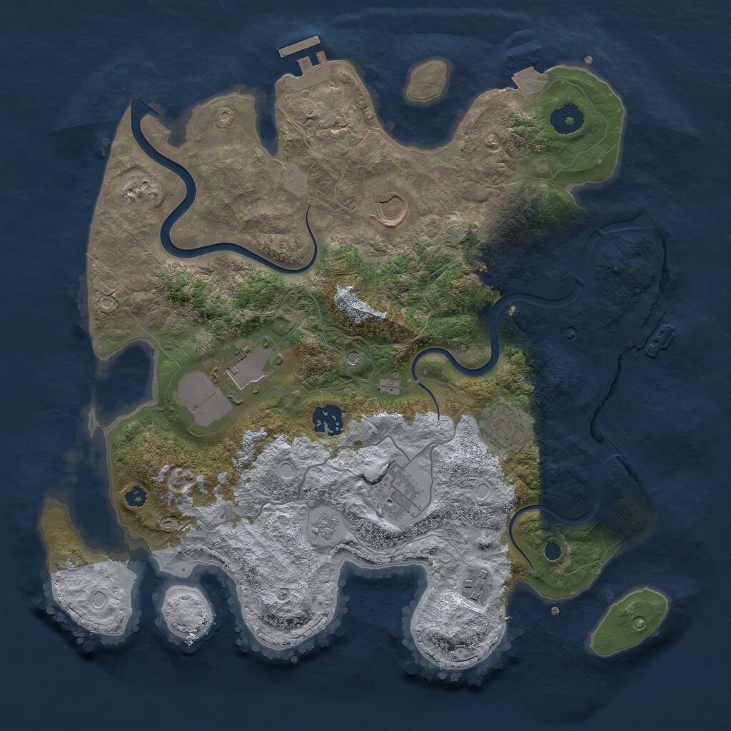 Rust Map: Procedural Map, Size: 3500, Seed: 1371793030, 12 Monuments