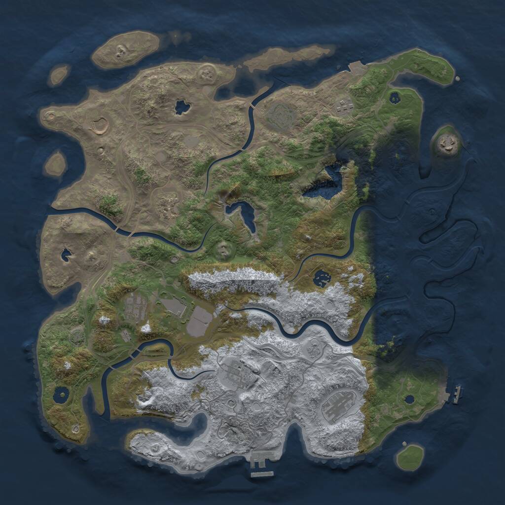 Rust Map: Procedural Map, Size: 4500, Seed: 41288691, 16 Monuments
