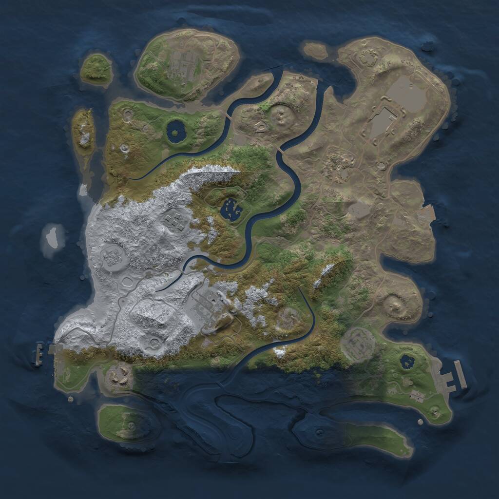 Rust Map: Procedural Map, Size: 3500, Seed: 565575396, 14 Monuments