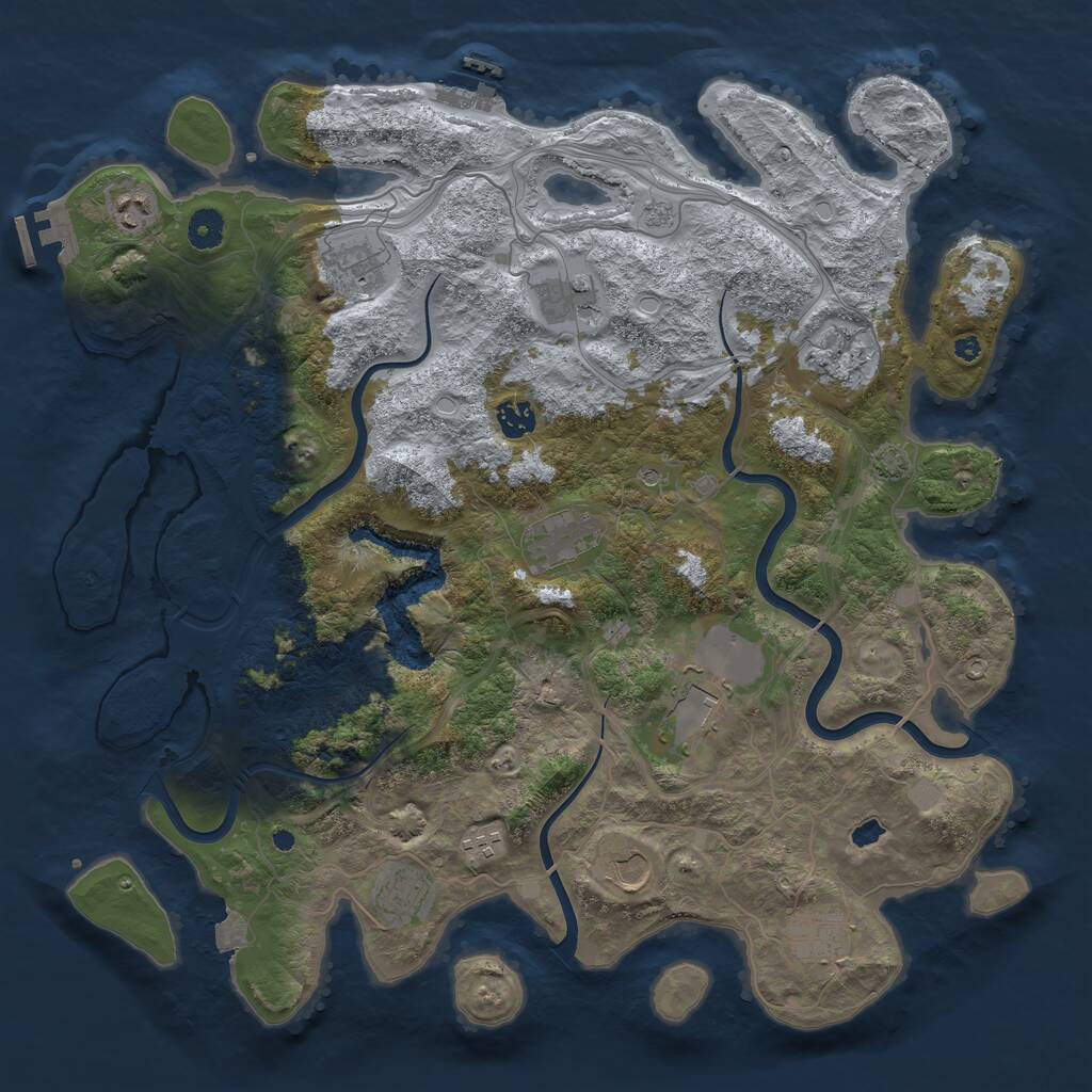 Rust Map: Procedural Map, Size: 4250, Seed: 1917451390, 17 Monuments