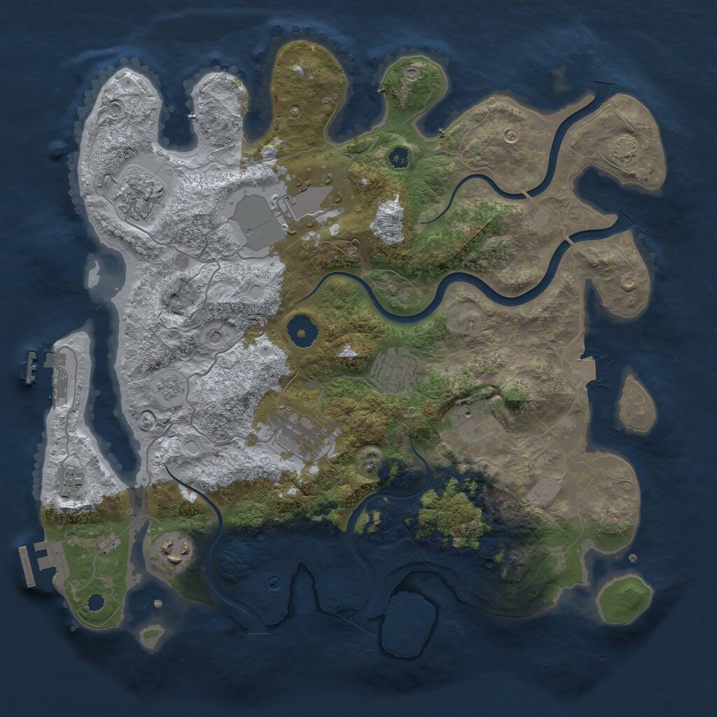 Rust Map: Procedural Map, Size: 3500, Seed: 65133794, 13 Monuments
