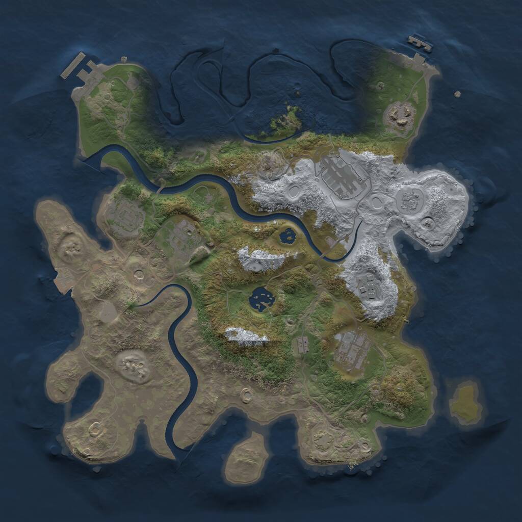 Rust Map: Procedural Map, Size: 3300, Seed: 376971483, 13 Monuments