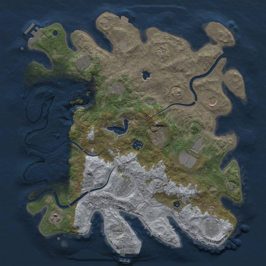Rust Map: Procedural Map, Size: 4000, Seed: 2011172143, 17 Monuments