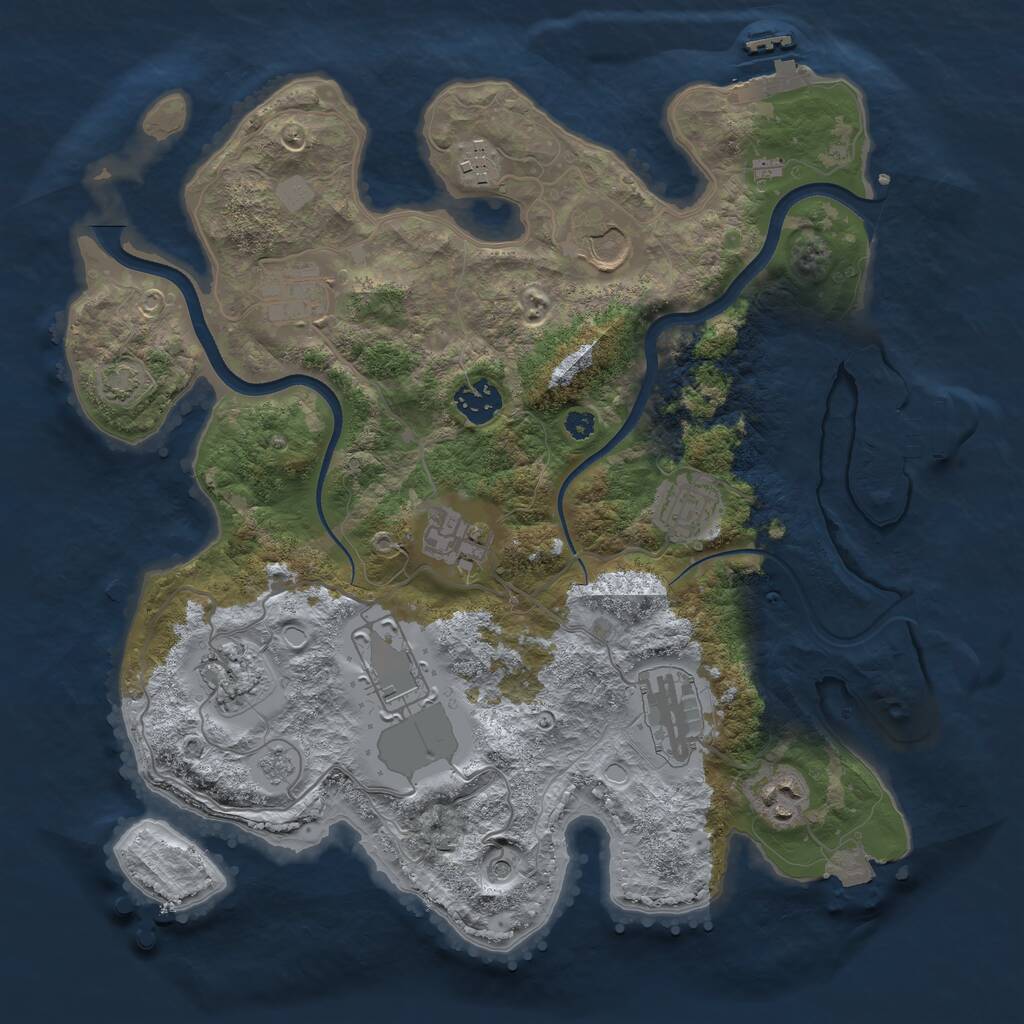 Rust Map: Procedural Map, Size: 3500, Seed: 151184424, 16 Monuments