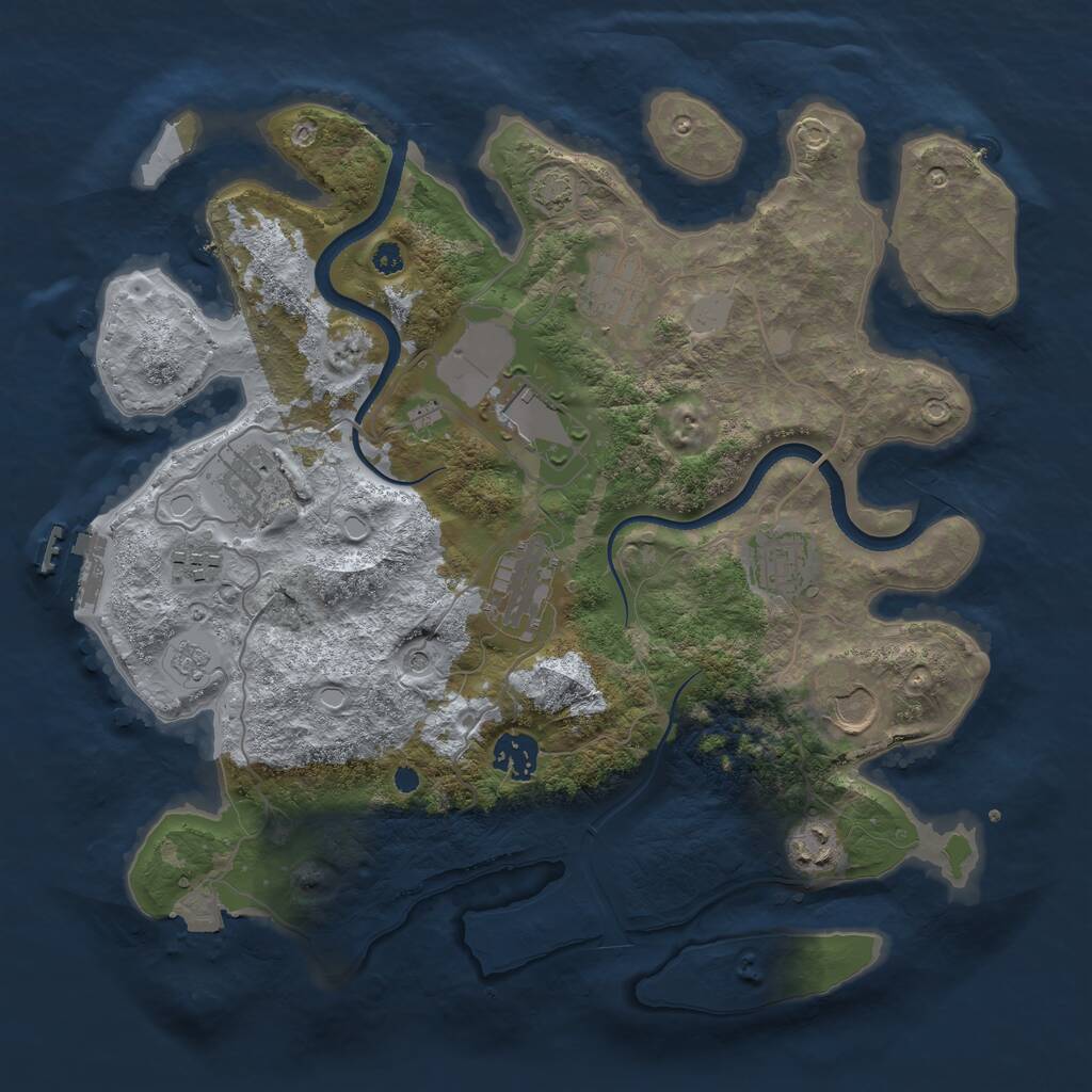 Rust Map: Procedural Map, Size: 3500, Seed: 104375573, 14 Monuments