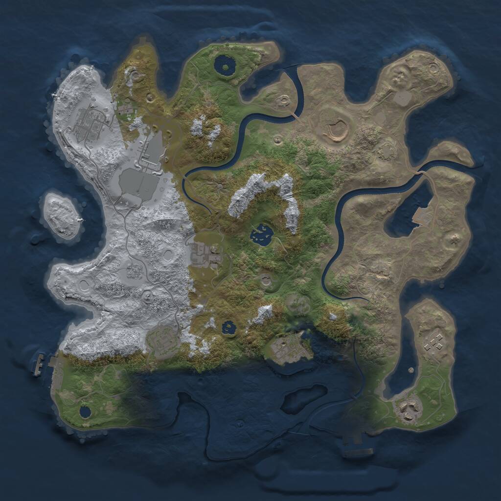Rust Map: Procedural Map, Size: 3500, Seed: 1368400426, 15 Monuments