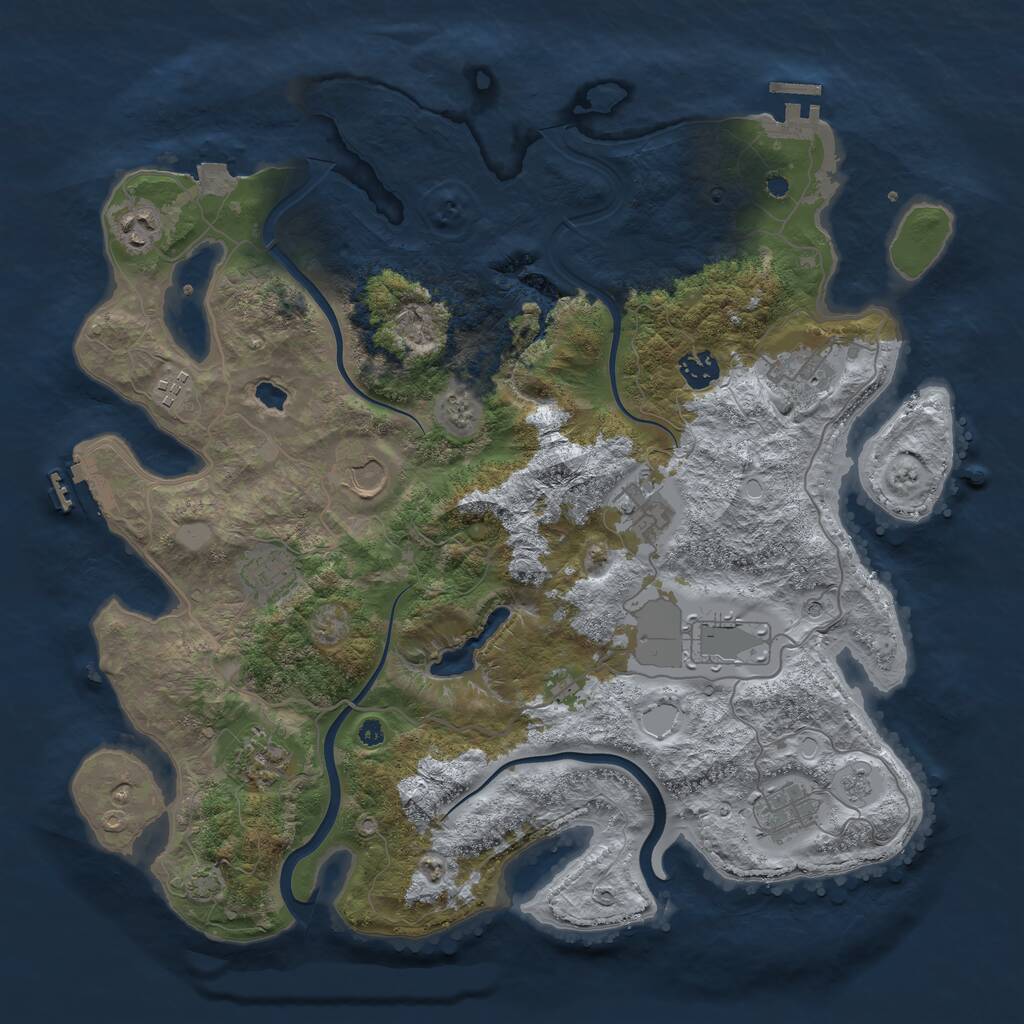 Rust Map: Procedural Map, Size: 4000, Seed: 850266878, 16 Monuments