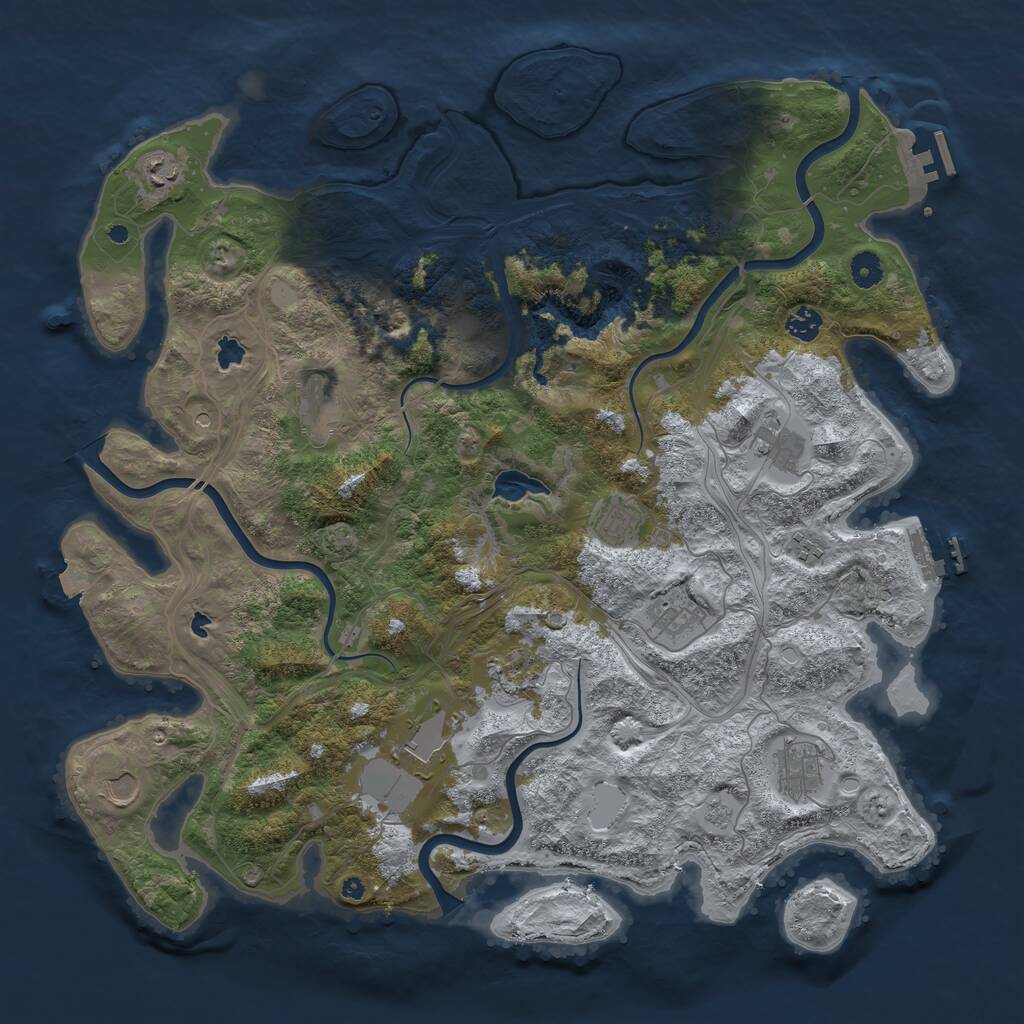Rust Map: Procedural Map, Size: 4500, Seed: 2086579785, 17 Monuments