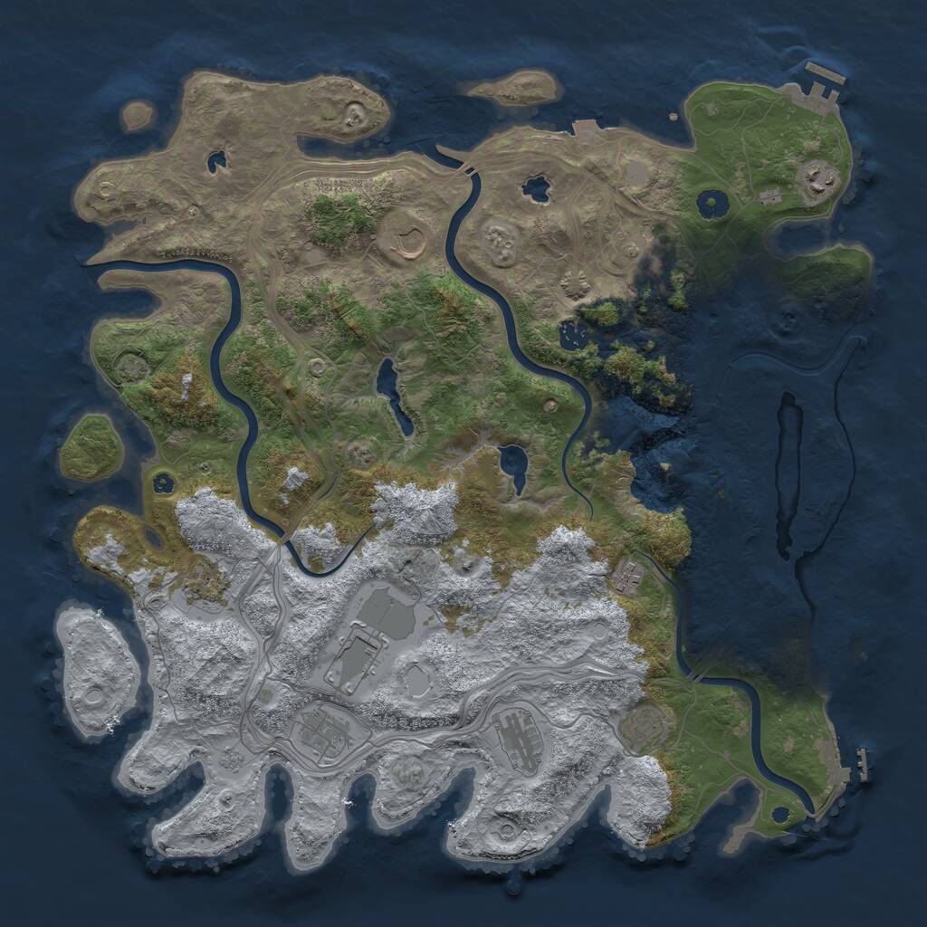 Rust Map: Procedural Map, Size: 4500, Seed: 1435818351, 16 Monuments
