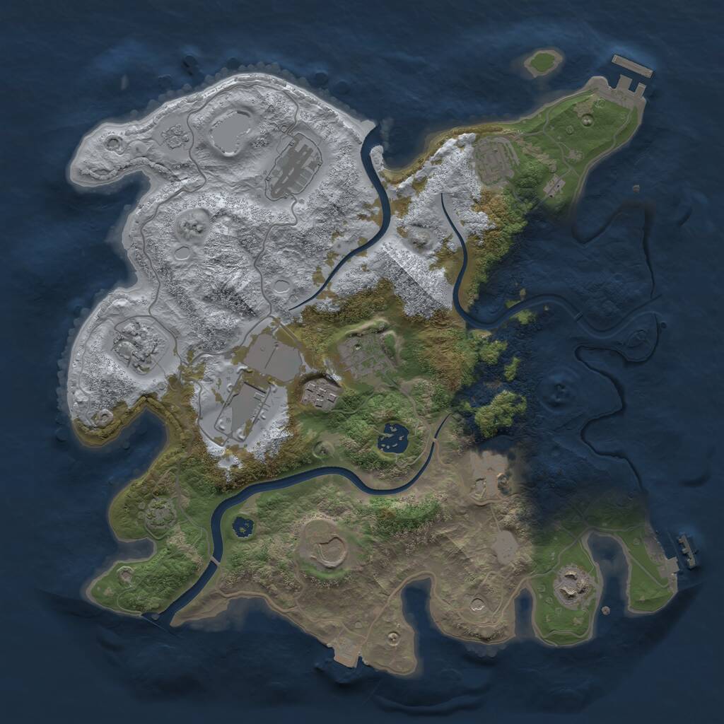 Rust Map: Procedural Map, Size: 3500, Seed: 382657809, 16 Monuments