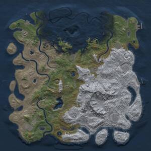 Thumbnail Rust Map: Procedural Map, Size: 5000, Seed: 593103559, 17 Monuments
