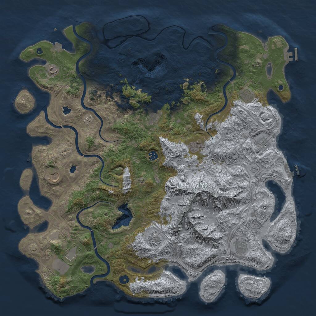 Rust Map: Procedural Map, Size: 5000, Seed: 593103559, 17 Monuments
