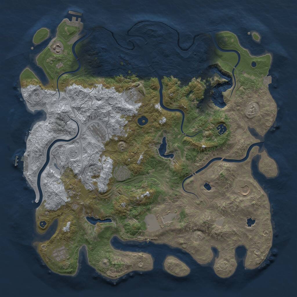 Rust Map: Procedural Map, Size: 4500, Seed: 206131569, 16 Monuments