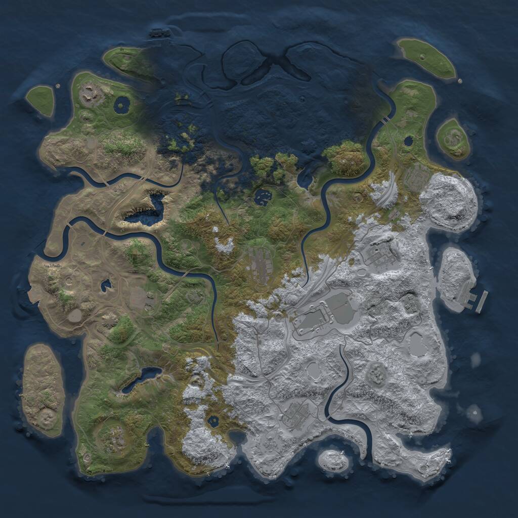 Rust Map: Procedural Map, Size: 4500, Seed: 164076621, 16 Monuments