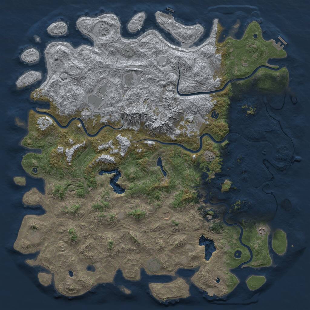 Rust Map: Procedural Map, Size: 6000, Seed: 397481212, 17 Monuments