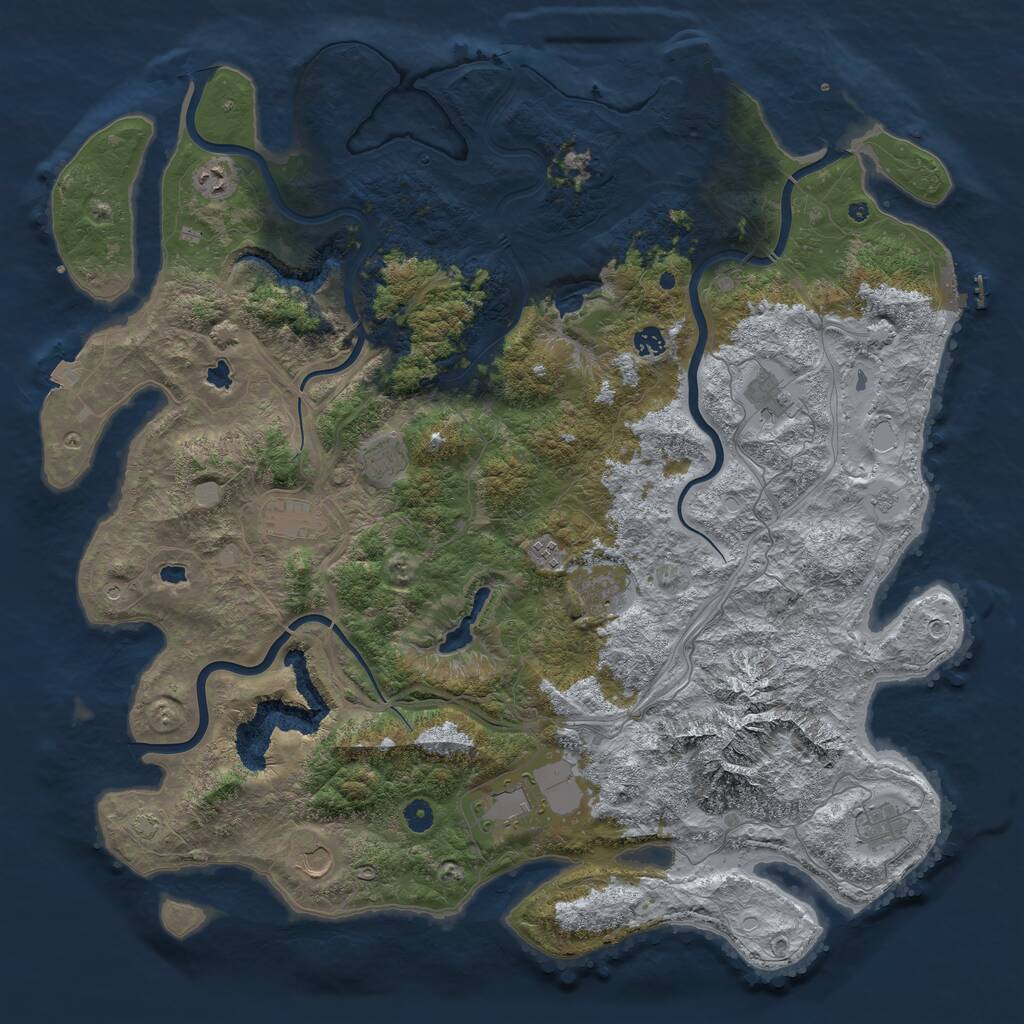 Rust Map: Procedural Map, Size: 5000, Seed: 775425789, 16 Monuments