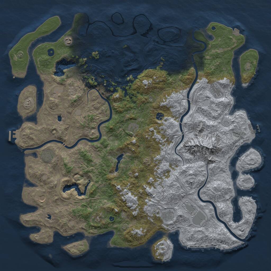 Rust Map: Procedural Map, Size: 5500, Seed: 1887952370, 17 Monuments