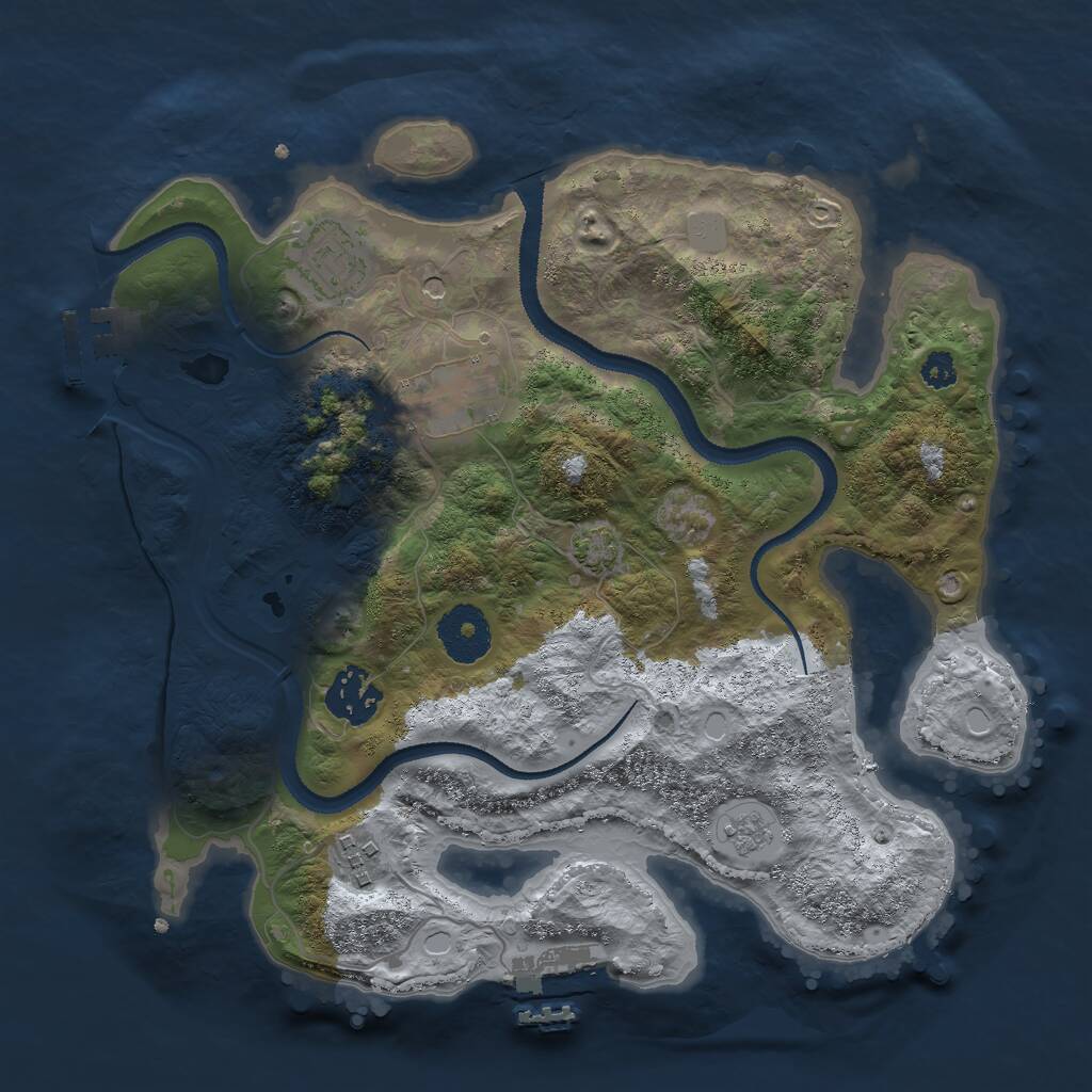 Rust Map: Procedural Map, Size: 3000, Seed: 75875, 10 Monuments