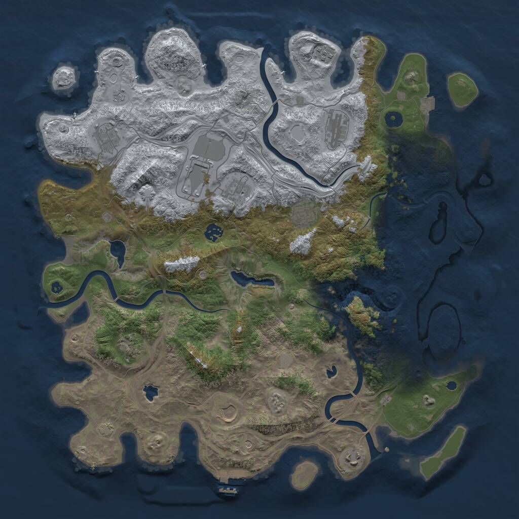 Rust Map: Procedural Map, Size: 4500, Seed: 10250102, 15 Monuments
