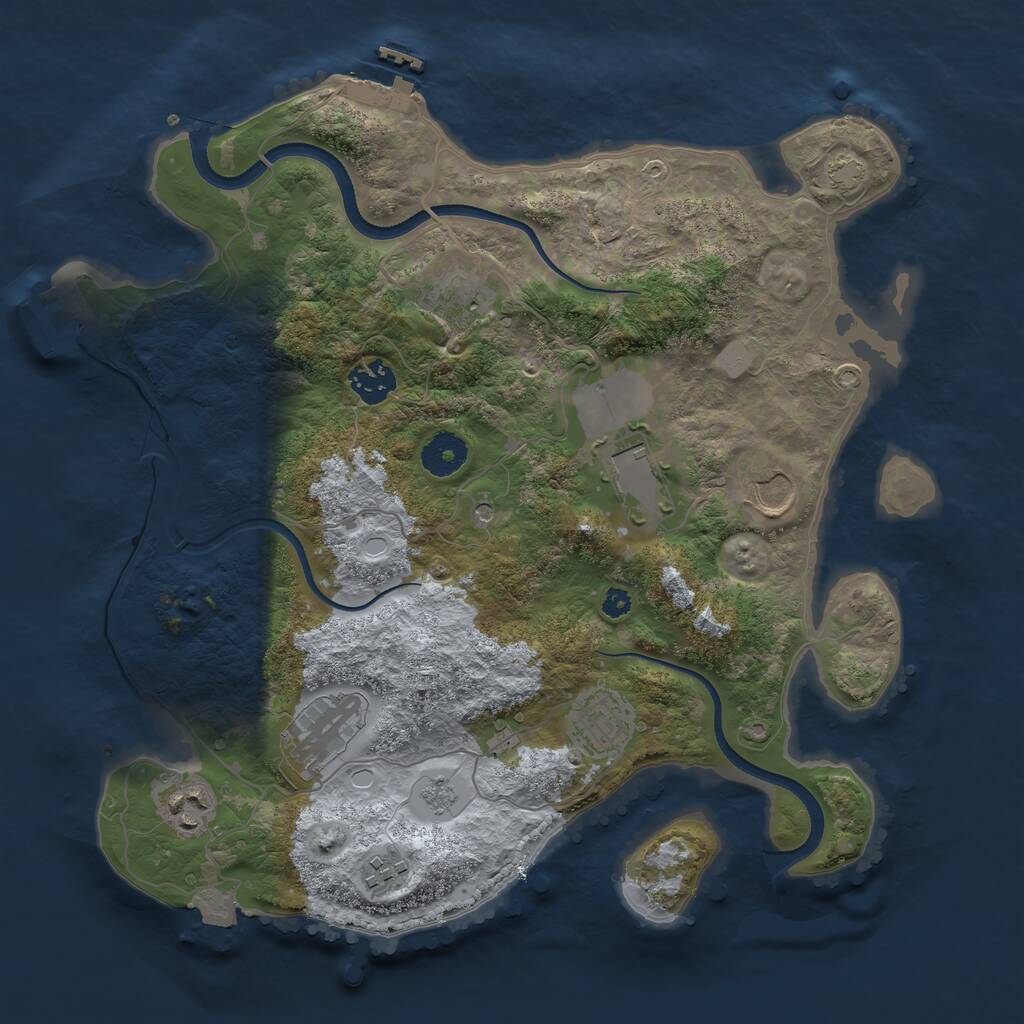 Rust Map: Procedural Map, Size: 3500, Seed: 1120072302, 14 Monuments